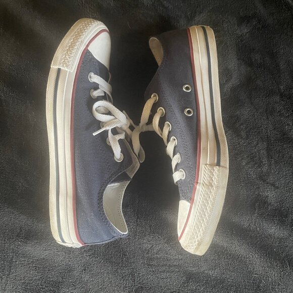 Converse Chuck Taylor All Star Low Tops Navy with Striped Double Tongue size 7 - Picture 3 of 6